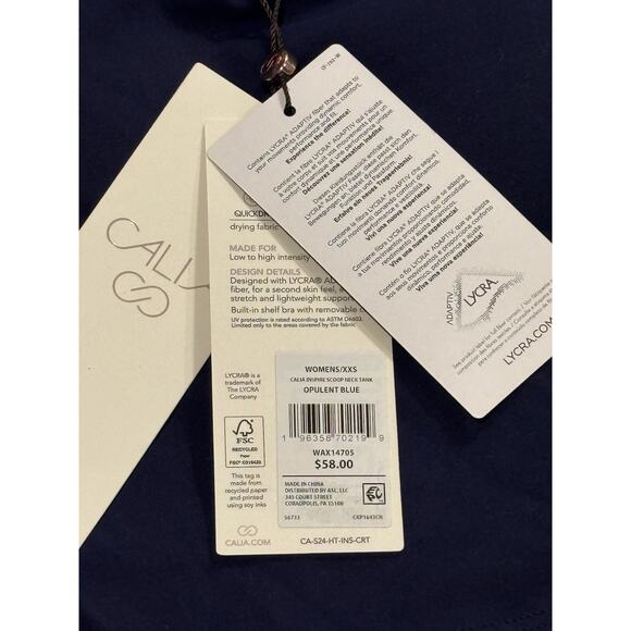 Calia Women’s XXS Inspire Scoop Neck Tank Top - Opulent Blue New With Tags - Picture 4 of 4